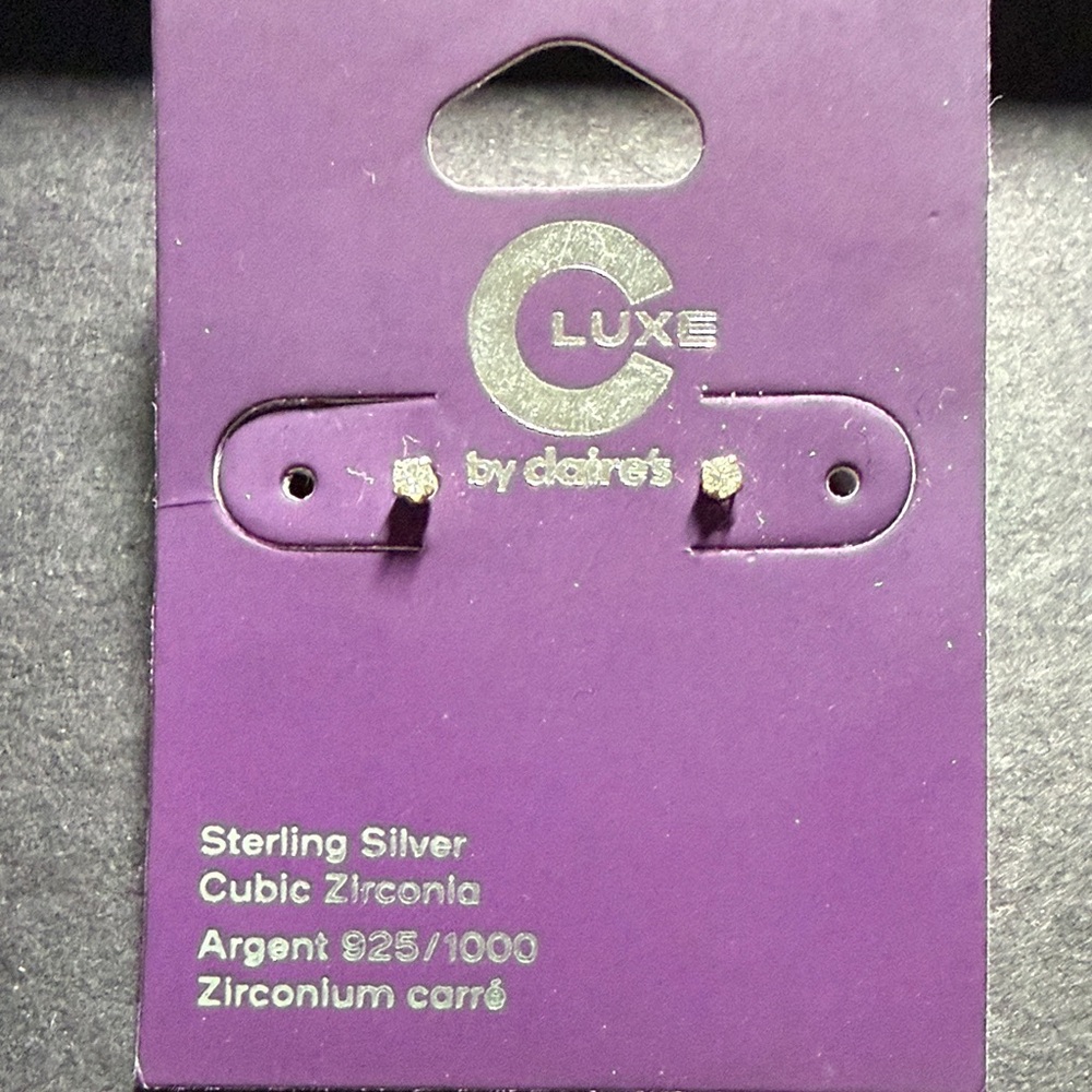 Claire’s Luxe Sterling Silver Cubic Zirconia Stud Earrings